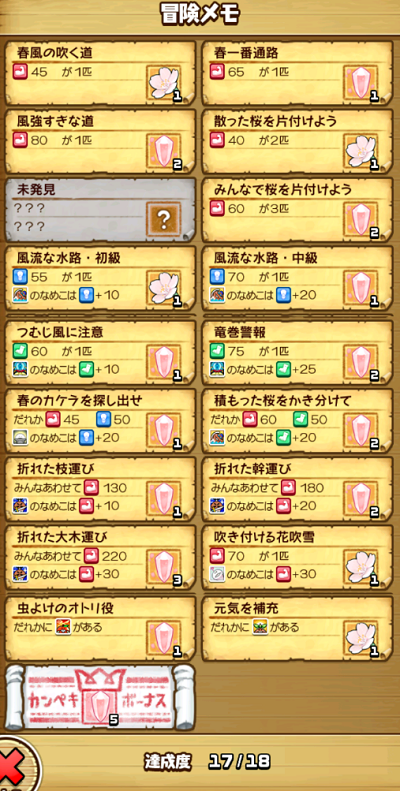 なめこの巣 イベント冒険メモ3