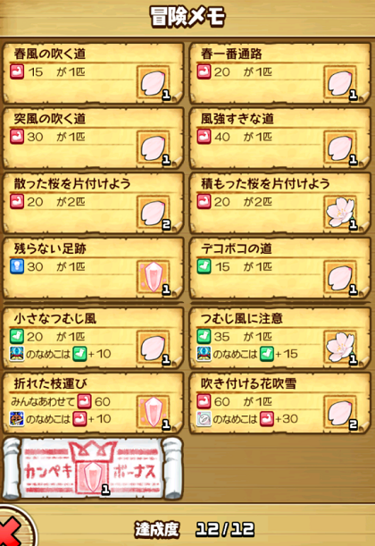 なめこの巣 イベント冒険メモ1