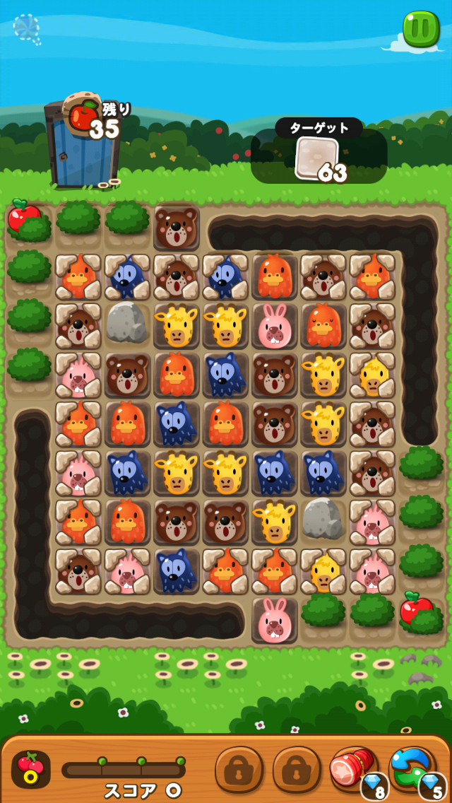 【ステージ】意外と難しかったステージ185…最後にハンマーを使うとクリアできる？