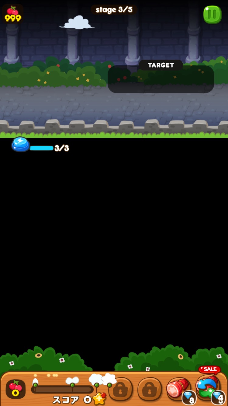 【ポコポコ】冒険ステージ3/5にて、クローバーが無駄になってしまった瞬間のスクショ画像に涙目